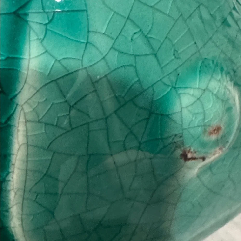 Tozai Home Turquoise Ceramic Fish with Crackle & Distessed Detail